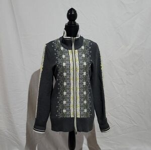 Eddie Bauer cardigan sweater jacket coat medium white snowflake winter Christmas